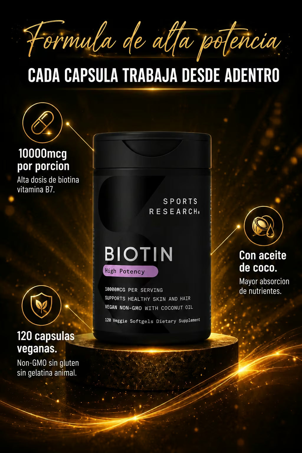 Ficha tecnica Sports Research Biotin 2500mcg
